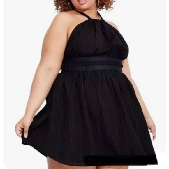 NWT- Wild Fable Women Mini Halter Fit Flare Back Tie Cotton Plus Size Dress - Picture 1 of 11